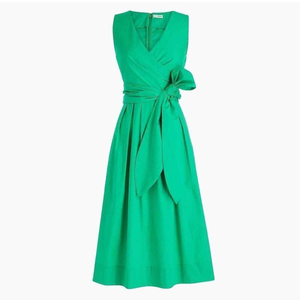 NWT J by J Crew green faux wrap dress green Sz 0 ties